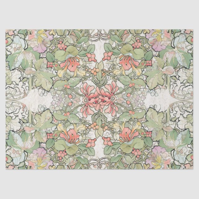 Papel De Seda El Hollyhock de Nouveau del arte de Mucha florece (Anverso)