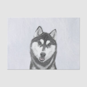 Papel De Seda El Husky Siberiano (blanco y negro) pinta arte de 