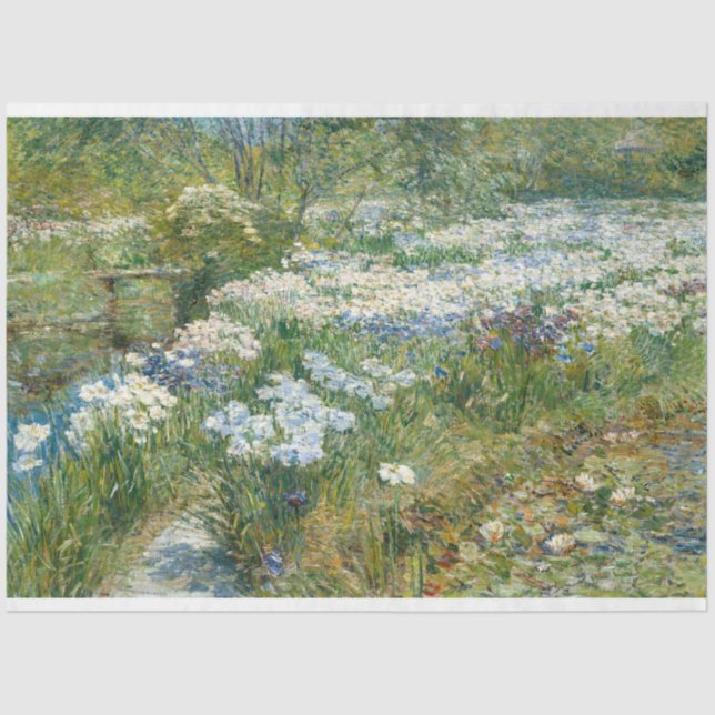 Papel De Seda El jardín acuático (por Childe Hassam) (Anverso)