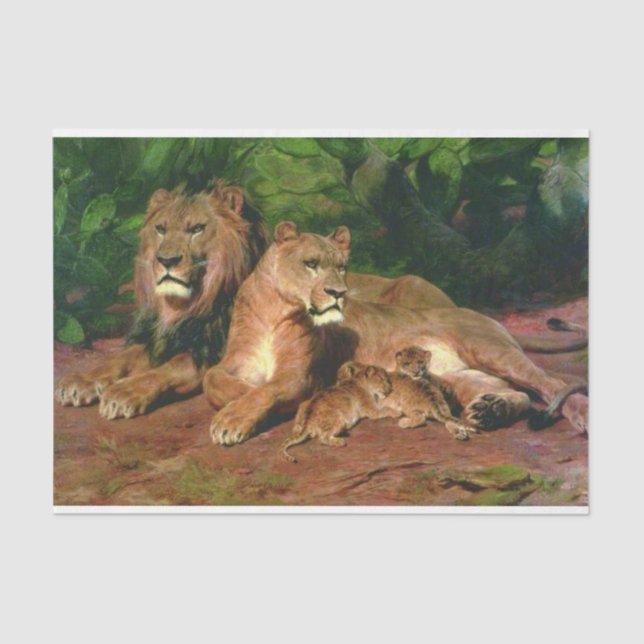 Papel De Seda El león en casa (con costillas de leona y león) (Anverso)