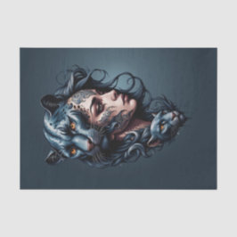 Papel De Seda El leopardo negro y las mujeres se dirigen.