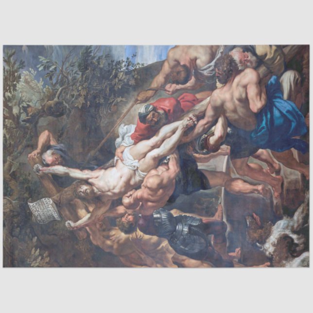 Papel De Seda El levantamiento de la cruz, Rubens (Anverso)