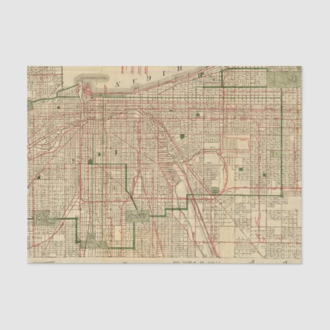 Papel De Seda El mapa de Blanchard de Chicago (Anverso)