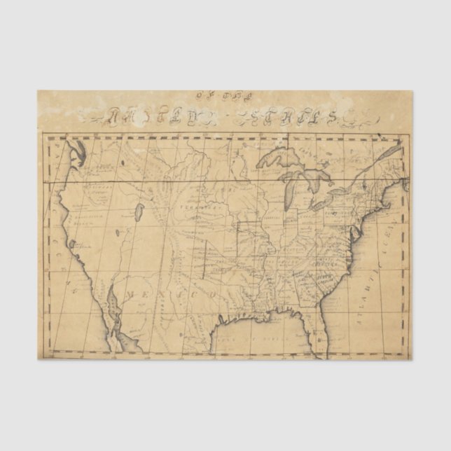 Papel De Seda El mapa de los niños de los Estados Unidos (Anverso)
