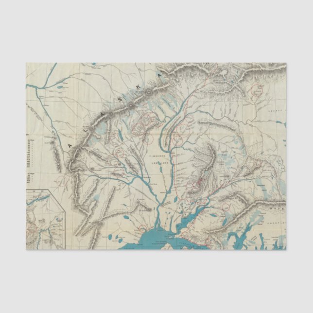 Papel De Seda El mapa de Sleem de Alaska central (Anverso)