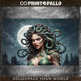 Papel De Seda El mito de Medusa a la luz de la luna con sus serp