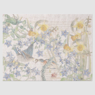Papel De Seda El narciso de los pájaros del Bluebird florece el