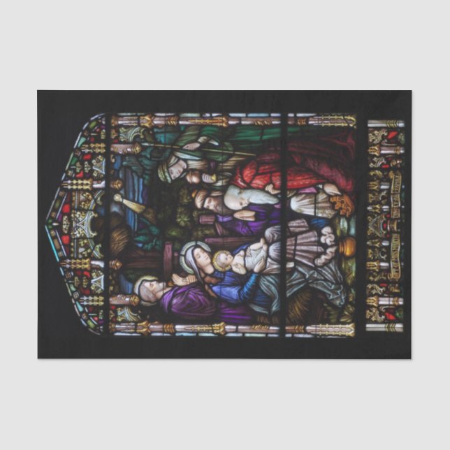Papel De Seda El navidad del vitral de la natividad (Anverso)