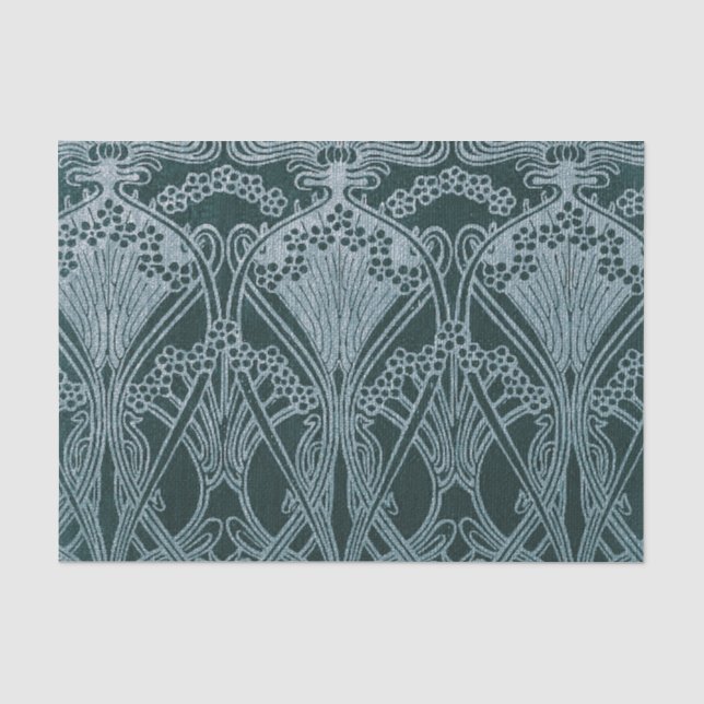 Papel De Seda El nouveau del arte, azul de los gris plateados, (Anverso)