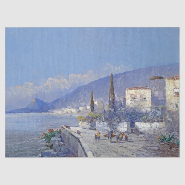 Papel De Seda El océano de Italia de la isla de Capri florece el (Anverso)