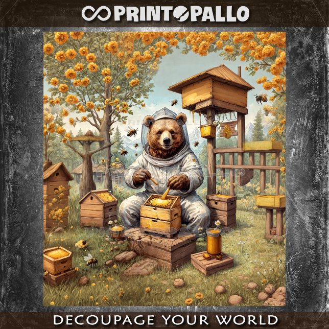 Papel De Seda El oso como apicultor con sus abejas (Subido por el creador)