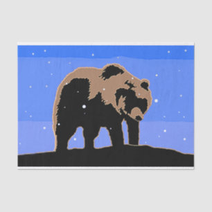 Papel De Seda El oso pardo en invierno - Arte de vida salvaje or