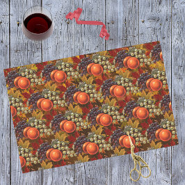 Papel De Seda El otoño deja uvas y manzanas - cosecha abundante