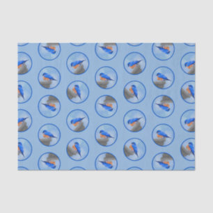Papel De Seda El pájaro azul oriental en el baño de aves Arte or