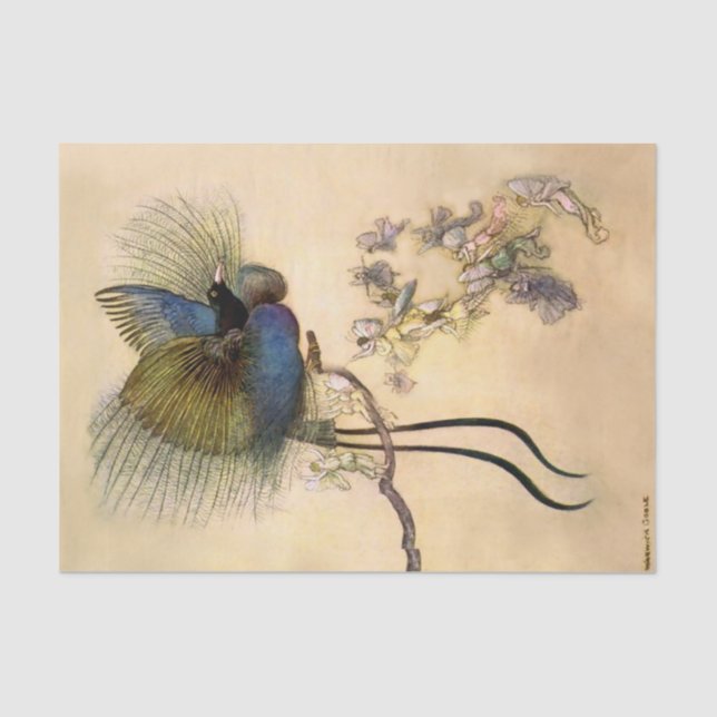 Papel De Seda “El pájaro más hermoso” de Warwick Goble (Anverso)