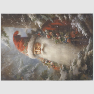 Papel De Seda El Papá Noel de la Vintage en el bosque con la bay