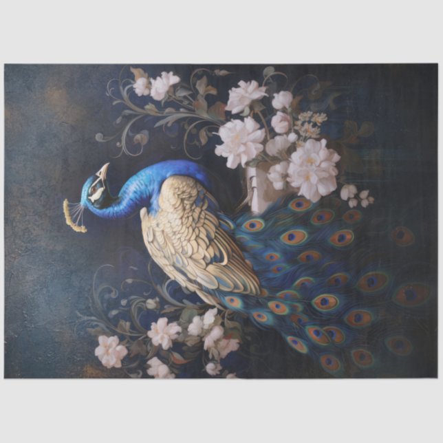 Papel De Seda El pavo real dorado frente al desenlace derecho (Anverso)