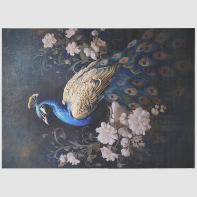 Papel De Seda El pavo real dorado frente al desenlace izquierdo (Anverso)