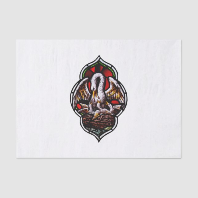 Papel De Seda El pelícano como símbolo cristiano (Anverso)