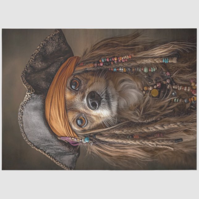 Papel De Seda El pirata Dachshund de pelo largo desmoronado (Anverso)