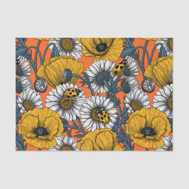 Papel De Seda El prado en amarillo y azul (Anverso)