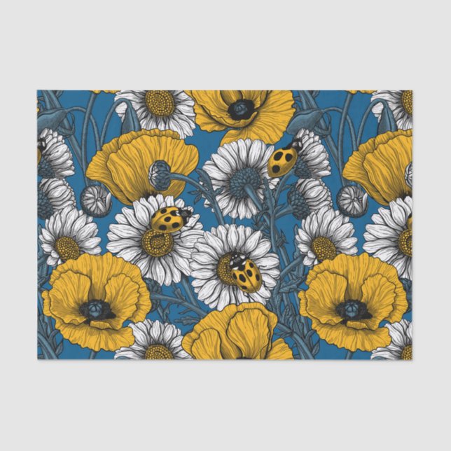 Papel De Seda El prado en amarillo y azul (Anverso)