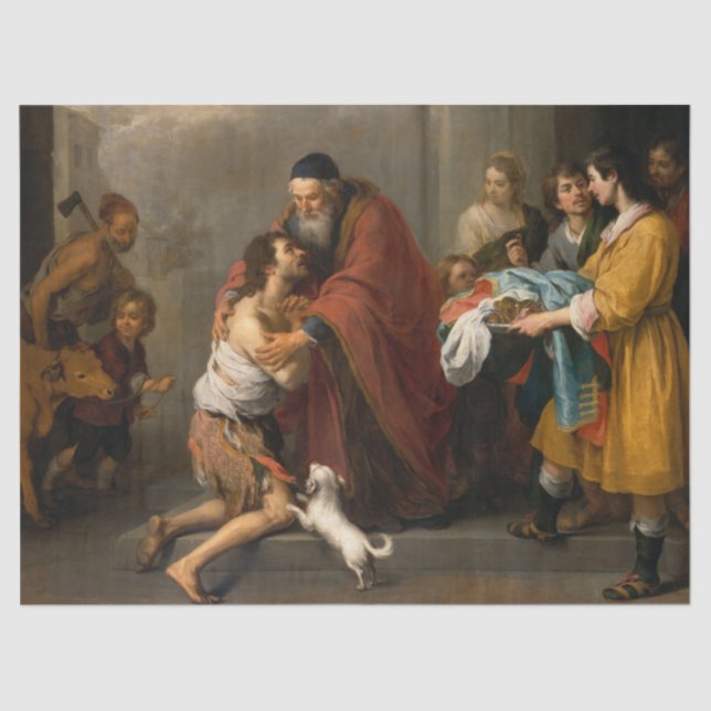 Papel De Seda El regreso del hijo pródigo, 1670 por Murillo (Anverso)
