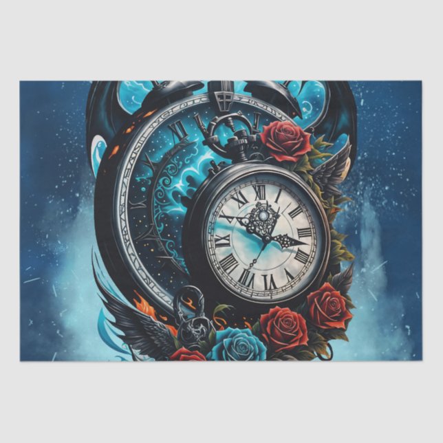 Papel De Seda El reloj en la niebla del infinito. (Anverso)