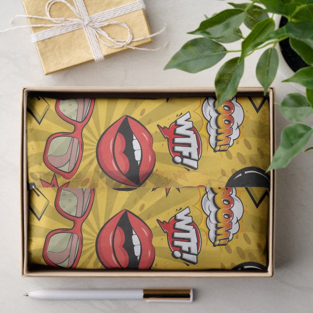 Papel De Seda El retro de la bomba levanta rojo/dorado ID553 (Regalo )
