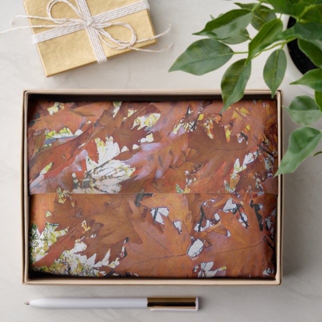 Papel De Seda El roble otoñal deja flores (Regalo )