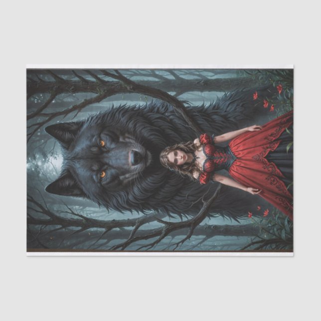 Papel De Seda El rojo y el lobo negro (Anverso)