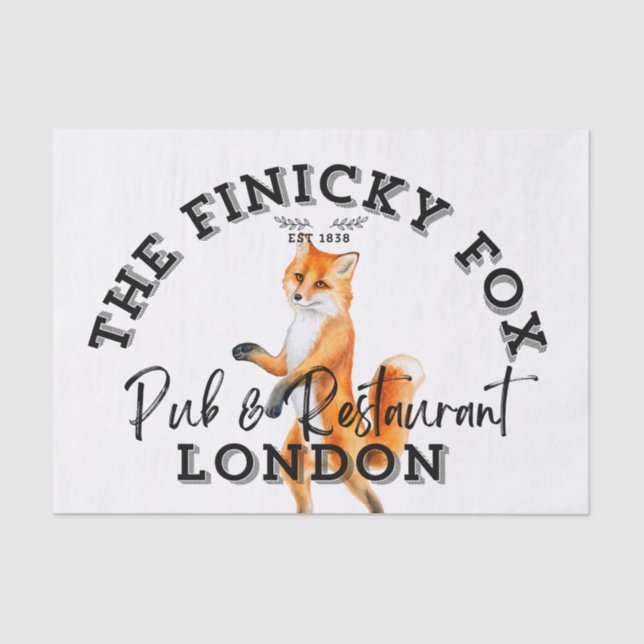Papel De Seda El Rótulo de pub británico Finicky Fox (Anverso)