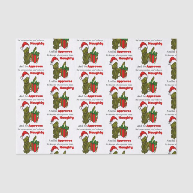 Papel De Seda Él sabe cuándo usted ha sido papel seda travieso (Anverso)