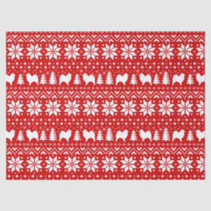 Papel De Seda El samoyedo siluetea rojo del modelo del navidad