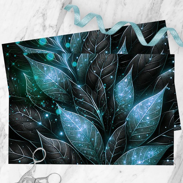 Papel De Seda El sofisticado follaje Verde azulado negro brillan (Subido por el creador)