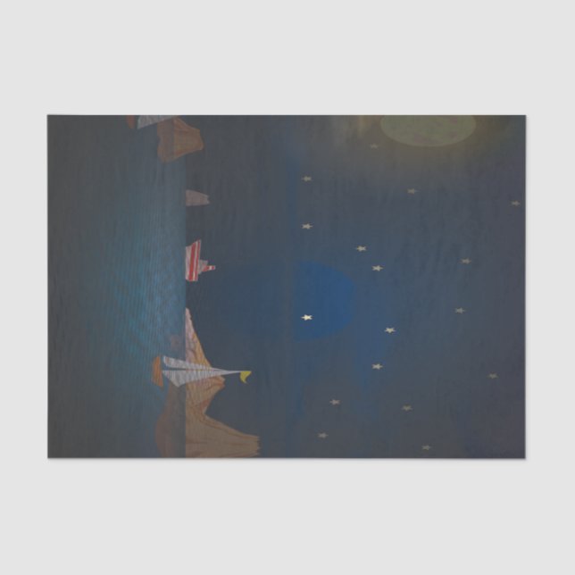 Papel De Seda El sol y la luna detrás de los barcos (Anverso)