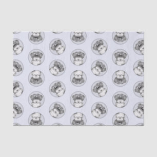 Papel De Seda El terror tibetano pinta arte de perro blanco y ne