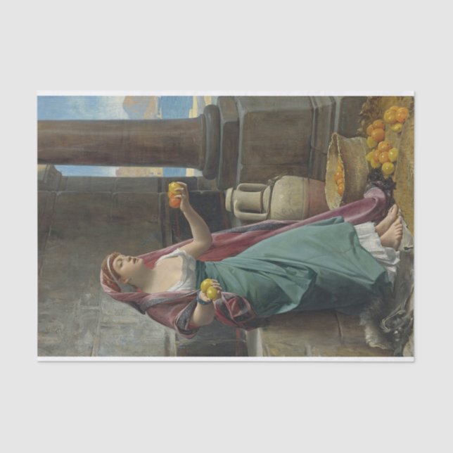 Papel De Seda El vendedor de cítricos, por Jean Lecomte du Nouy (Anverso)