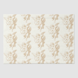 Papel De Seda El ventilado beige cupido ángel en marfil
