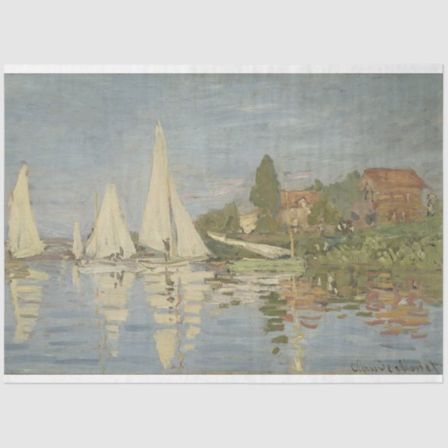 Papel De Seda El viejo Claude Monet Regattas en Argenteuil (Anverso)