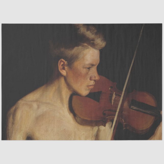 Papel De Seda El violinista (niño que toca el violín) (Anverso)