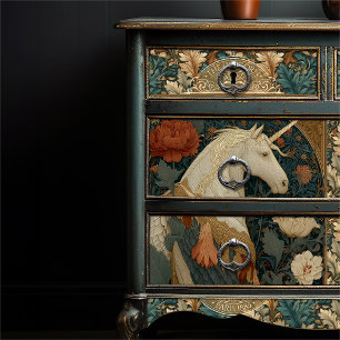 Papel De Seda El virgen William Morris inspiró la floral unicorn