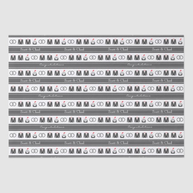 Papel De Seda Él y él boda (Anverso)