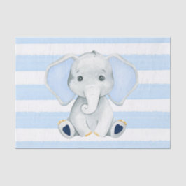 Papel De Seda Elefante acuático con franjas azules Baby Shower