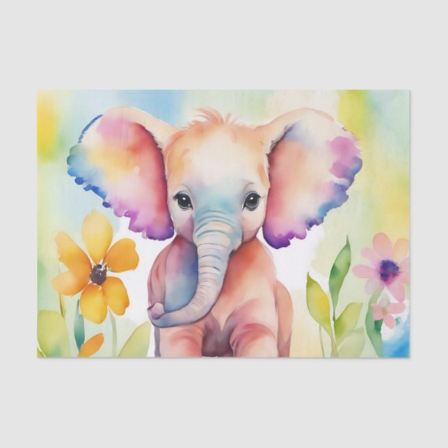 Papel De Seda Elefante acuático de vida silvestre (Anverso)