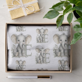 Papel De Seda Elefante alfabeto de animales bebés en acuarela li