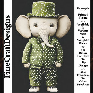Papel De Seda Elefante Caprichoso Lindo Con Sombrero AS9 Decoupa