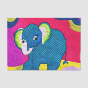 Papel De Seda Elefante Cute Blue Baby - Diseño Quilt Like