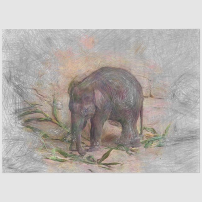 Papel De Seda elefante de bebé animal artístico (Anverso)