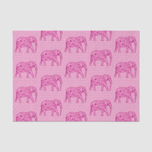 Papel De Seda Elefante de flores, fucsia y pega del tejido rosad